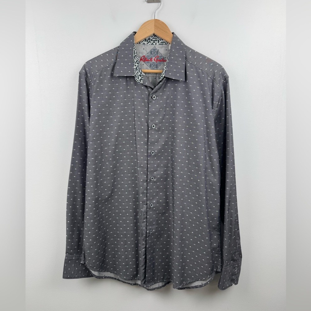 Robert Graham Men Grey Button Up Shirt Size Large‎